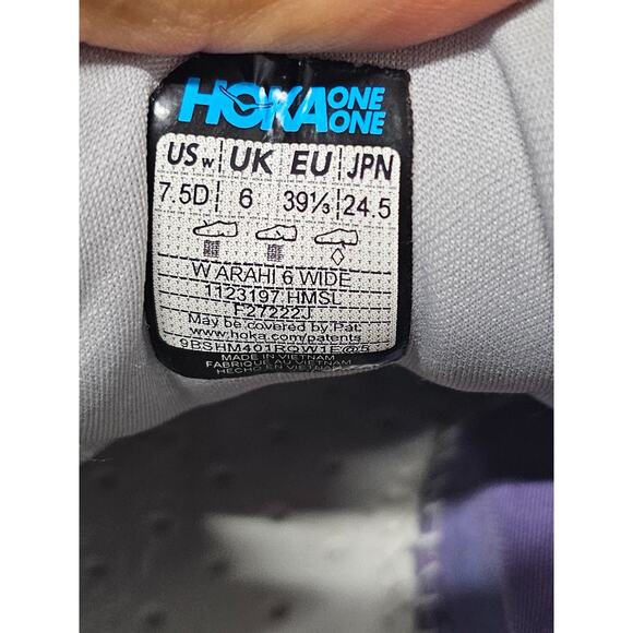 HOKA one one Shoes Womens 7.5D Arahi Athletic low sneakers gray and purple - Picture 8 of 9